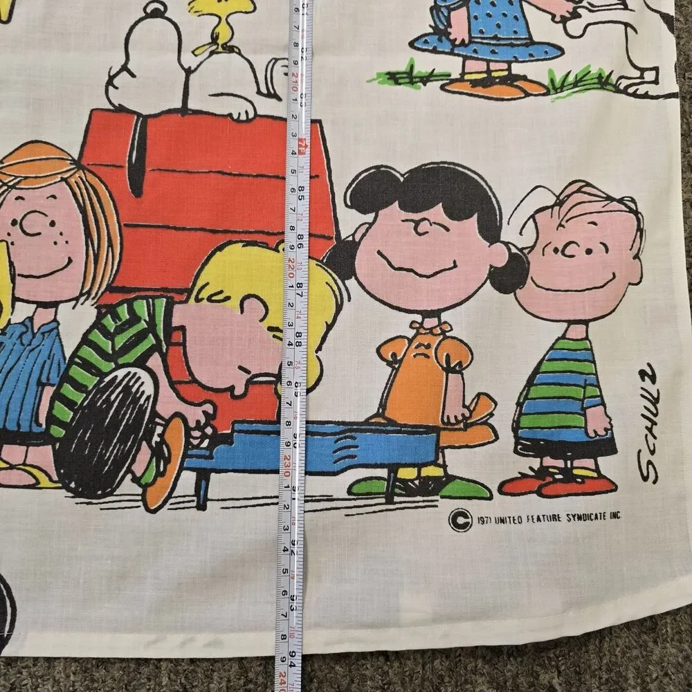 Vintage Peanuts Twin Flat Bed Muslin Sheet Sears 1971 Snoopy Charlie Brown